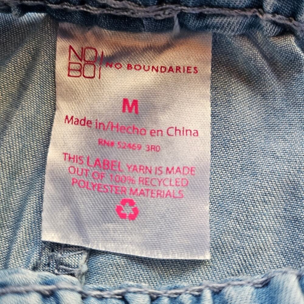 No Boundaries Shorts Womens Medium Casual Denim Cotton Blend Elastic Waist Blue - Picture 4 of 7